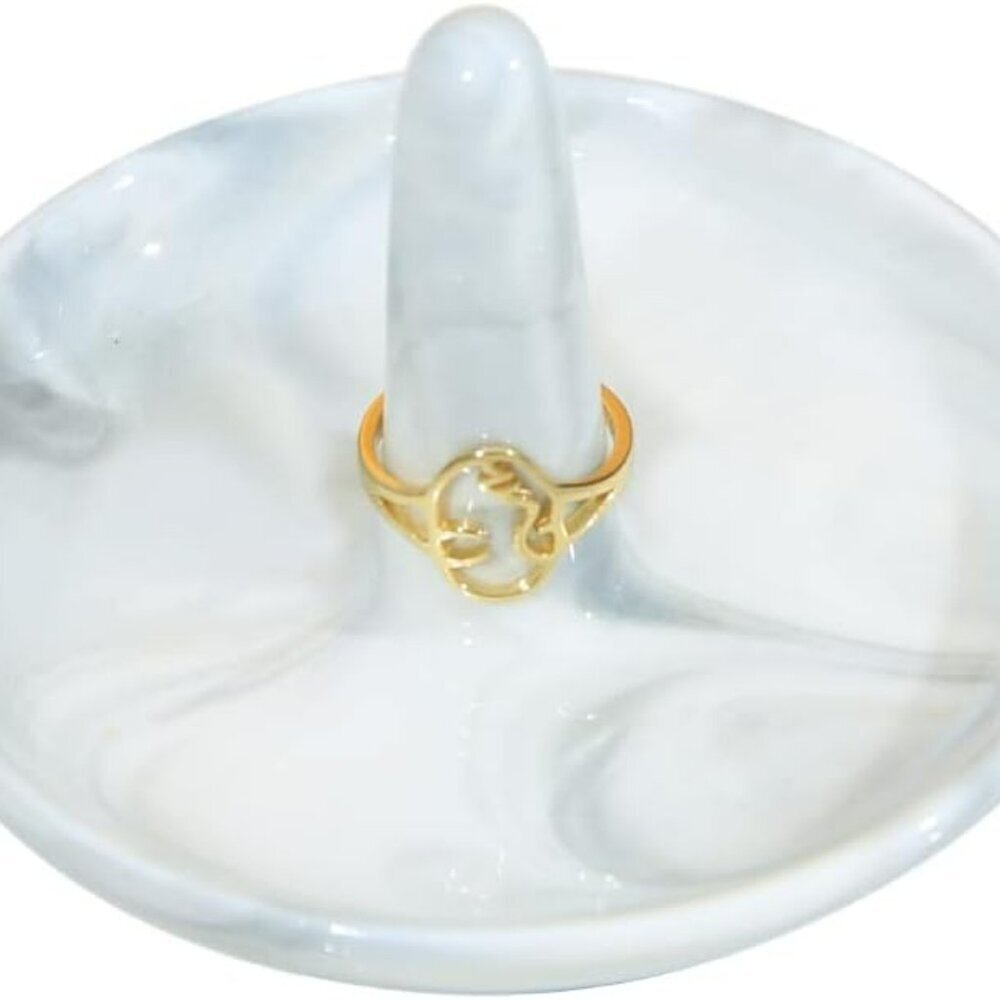 Marble Ring Dish Holder,Decorative Porcelain Trinket Jewelry Dish Tray for Rings